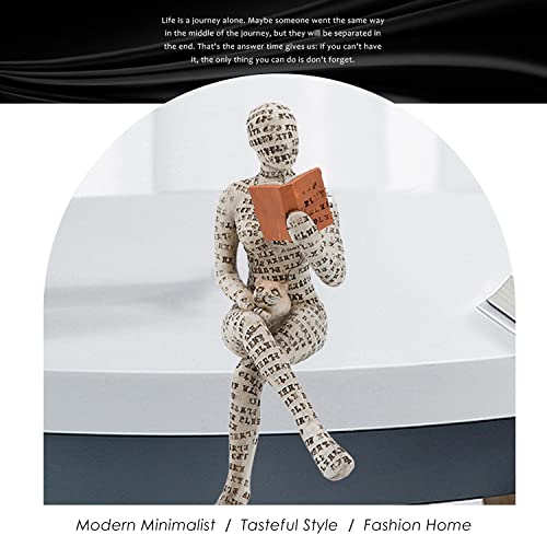 Het lezen van vrouw Figurine, figuur beeldhouwkunst, gesneden hand geschilderd figuur, eenvoudige figuur ornament Gepersonaliseerde bureaublad decoratieve ambachten, boekshelf ornamenten voor thuis (B) 5