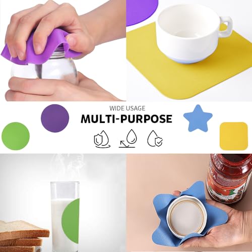 5Pcs Jug Gripper, Jug Grip Openers Multifunctionele Flesdeksel Top Openers Rubber Jar Gripper Pads Rubber Non-Slip Opener voor Artritis zwakke handen Kinderen Vrouwen Senioren (3 maten) 5