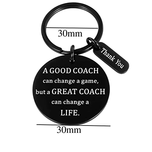 Roestvrij stalen sleutelhanger graveren "Een goede coach kan het spel veranderen, maar een grote coach kan het leven veranderen" Key Ring Teacher Coach Keychain Gift voor lerarendag, zilver, M, zilver