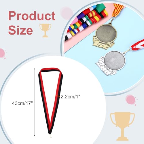 Award Neck Ribbons, Pack van 25 Polyester Medal Lanyards met Click Clip, Blank Award Ribbon voor Competition Performance Sport Party Black/Red