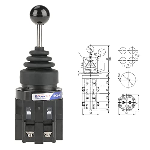 1st Return Momentary Joystick Switch, 4 Position, 4 Way, 4NO, CS-402, 12 Volt voor elektrische Joystick, Hydraulische Motor, Tegenpolariteit 4