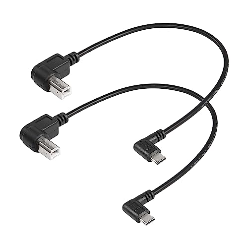 2st USB B naar type C Rechterhoek USB B naar type C 30cm USB B Plug naar USB C Plug voor Printer, MIDI Controller, Scanner, Digitale Piano MIDI Controller, DJ Controller (R+R)