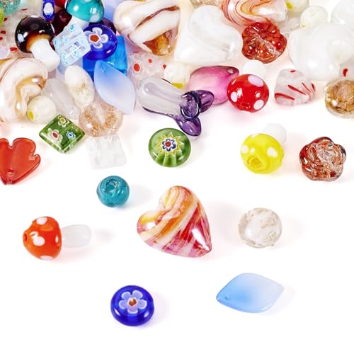 Millefiori Lampwerk Glazen Kralen Gemengde Vormen Goud Zand Losse kralen voor sieraden maken 100g/Bag