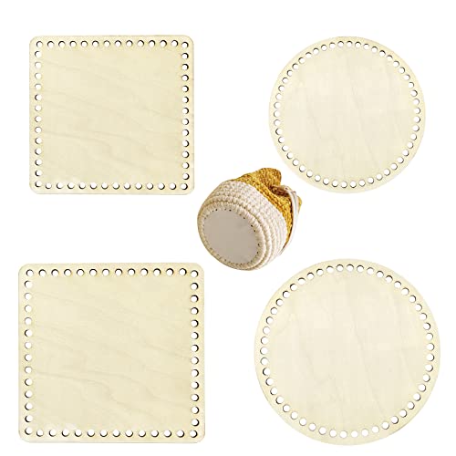 Zak bodem voor haak, 2 maten, Creative Square Ronde Bag Bottom Natural Wood voor Haakvideo, Handgemaakte zak bodem voor DIY mand vlechten, ambachten, Home Decor