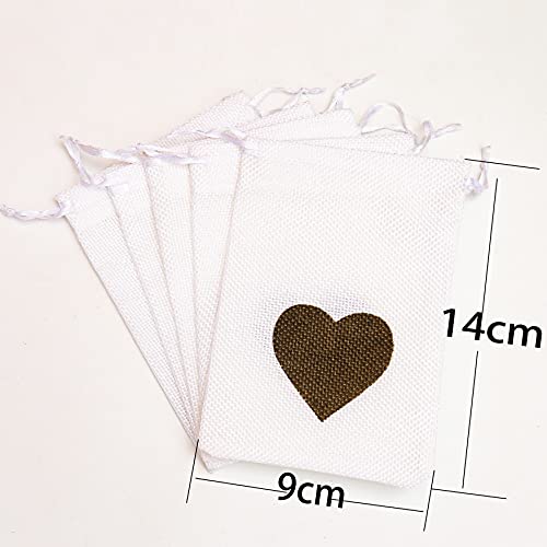 25 stuks Natural Cadeautassen - Hartvorm Jutetassen