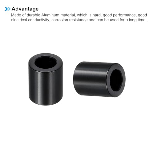 M6 Aluminium Spacers, 6Pcs Metaal Spacers Aluminium 6.2mm ID x 10mm OD x 12mm L Aluminium Spacer Schroef Standoff Ronde voor 1/4" of M6 Schroeven Bolts, Zwart 4