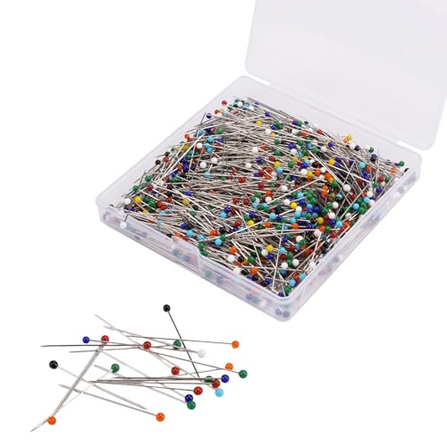 1000 Stukken Hoge kwaliteit Roestvrij stalen pennen met hoofd, hittebestendig Rechte Lange Glazen Headpins, Multicolor Headpins voor Stof, Sieraden DIY ambachten en Naaien Project, Decoratie
