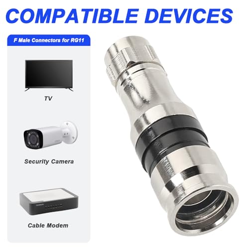 RG11 F-Type Cable Compressie Coaxiale Connectors Fixtures RG11 Cable Connector met O-Ring voor Weerbescherming voor RG11 Coaxiale Kabel (verpakking van 10) 4