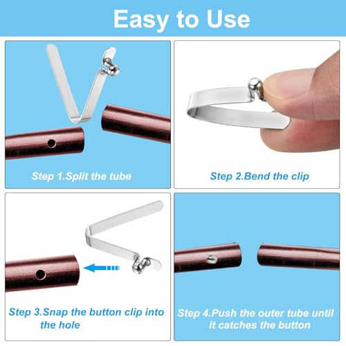 6.4 x 5mm Kayak Paddle Clips, Set van 6 stalen tentstokken, V Shape Single Pin Push Button Spring Clips voor het bevestigen van buizen voor Camping Kajakken 4