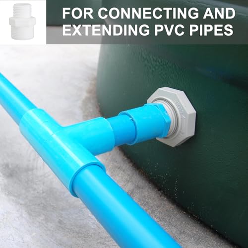 Pvc Pipe Fittings G 1/2, 4 st Man tot man Thread Coupling Adapter Hex Straight Connector met loodgieterslint voor water Tanks, Wit 5