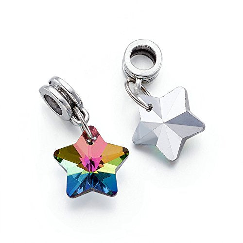 50st Europese Dangle Kralen Met Galvanized Glass Star Charms Hangers voor DIY Sieraden maken 3