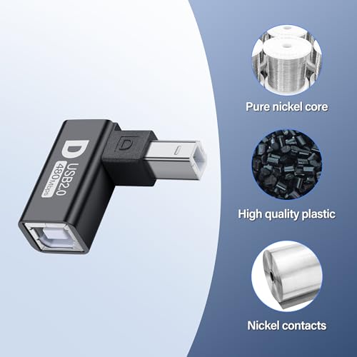 2PCS USB 2.0 Type B Printer Adapter, Type B, Man to Female Converter, MIDI Extension Cable, USB 2.0, USB 2.0, voor Printer, Scanner, Mixer, Mixer, 2 Pieces, Black (D) 5