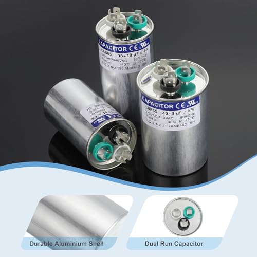 Cbb65 condensator, 50+12.5uf 370-440 Vac 50/60 Hz Aluminium Cbb65 Startmotor Airconditioning condensator Ronde voor HVAC-systemen, Airconditioning, Warmtepomp 3