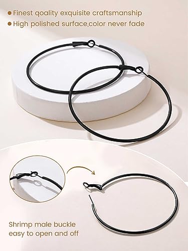 Sieraden Grote ronde hoepel oorbellen voor vrouwen, Roestvrij staal, Grote cirkel Creoolse oorbellen, Verklaring sieraden, Zilver/Goud/Zwart, 30mm-100m m 3