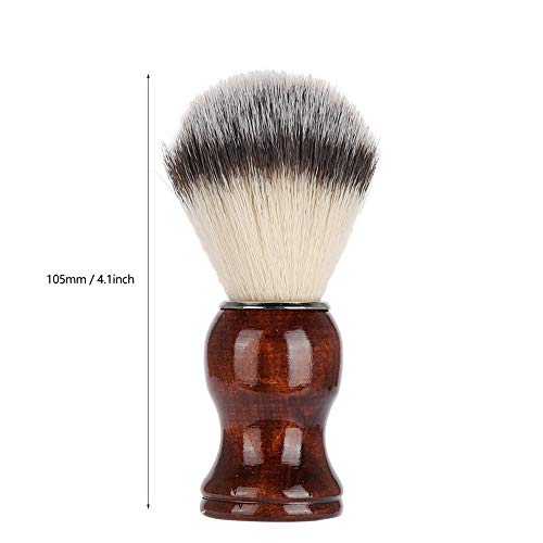 Draagbare baardborstel voor mannen, baardborstel met natuurlijke houten handvat, zachte synthetische haarscheerborstel voor Home Salon Gebruik
