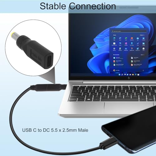 USB A 5.5 x 2.5mm naar DC Power Adapter voor 5V Socket, USB C naar DC Converter, Power Adapter voor Audio PC, Bureaulamp 3