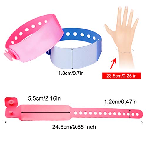 Adult ID polsbandjes, 100 st Wegwerpbare VIP Event Polsbandjes PVC Teens Safety ID armband (volwassen, roze+blauw+groen + geel) 5