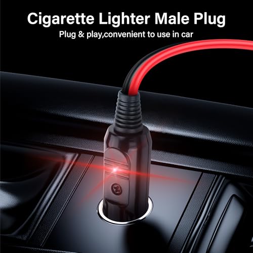 14AWG Sigarettenaansteker, SAE Battery Charging Cable, 12 V, Auto Sigarettenaanstekerplug voor waterdichte SAE Quick Release Adapter, Uitbreiding met Fuse en LED Lamp (3 Metres) 4