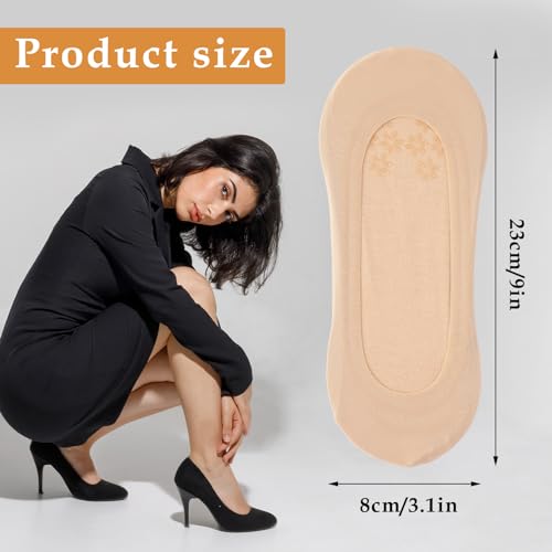 Pack van 6 dames enkelsokken, 39-42, enkelsokken en sneakersokken voor vrouwen, non-slipballerina sokken, onzichtbare ademende halve sokken, huidkleur, one size, huidskleur, one size