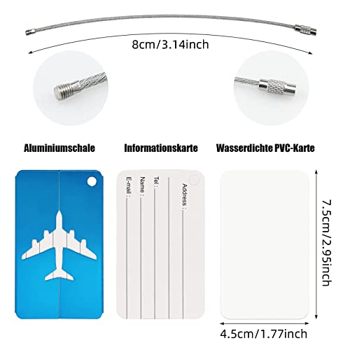 Eowppue Bagagegordel, gepersonaliseerde verstelbare bagageriemen met trunkhanger, bagageband met adresplaat, bagageveiligheid (2 stuks, Sky Blue) 4
