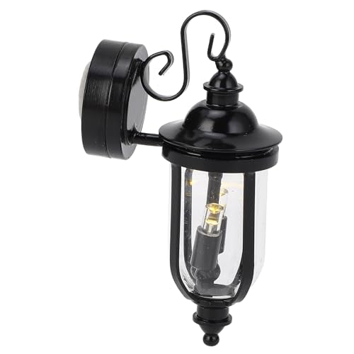 Miniatuur Wandlamp met LED-lamp, Black Glass Wall Sconce voor Dollhouse Tuin Decoratie, 1:12 Dollhouse LED Wall Lamp, Grote DIY Speelgoed 4