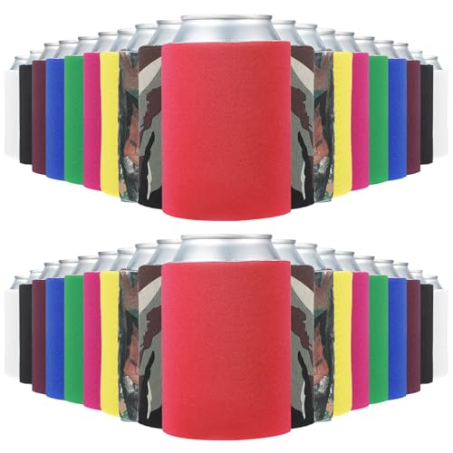 Blanke Bier Can Koelhoes, 100 stuks Solide Bulk Opvouwbare Fleshoes Geïsoleerd schuim Can Cover voor 10 oz Bottle Party HTV Sublimatie, 10 kleuren