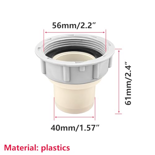 1 stuk gootsteen afvoer leiding connector, 56mm vrouwelijke draad pijp schroef verbinding met afdichting en Ø 40mm stopper