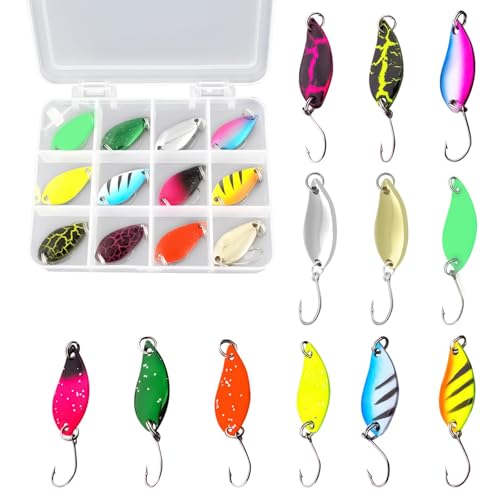 12st Vissen Lepels, 5g Trout Vissen Bait met opslagvak, kunstmatige spinning Trode, Trout Vissen Bait, Lepel voor Perch