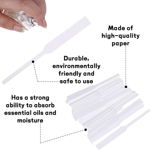 Verpakking van 400 Parfum Test Strips, Parfum Tester Strips, Testpapier, Parfum Test Strips, Geurtester, Papier voor het testen van geuren en essentiële oliën (Wit, 13 cm) 3