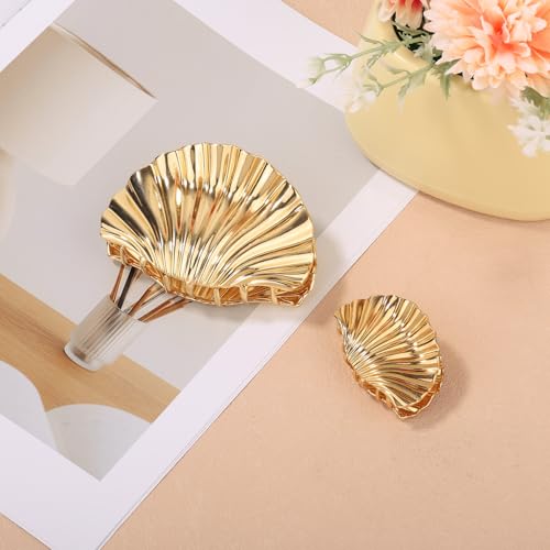 2 stukken Shell Hair Clip, Modieuze metalen haarspeld Shell Hair Claw Barrette Mermaid Accessoires voor vrouwen meisjes Perfect voor alle haartypes (Goud) 3