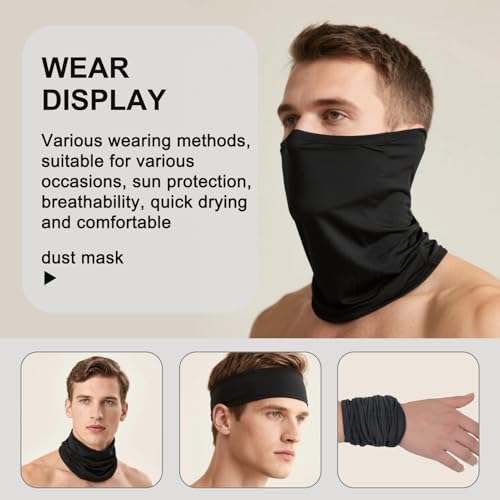 Verpakking van 3 multifunctionele Tube sjaal voor mannen en vrouwen, Elastische zon bescherming sjaal voor fietsen, Skiën, Motorrijden, Running, Outdoor Sports, Blauw, Zwart, Wit, One Size 4