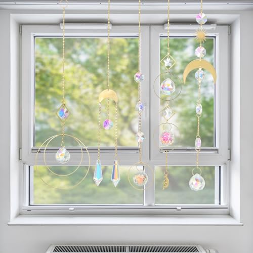 Crystal Sun Catcher, 1 set hangende kleurrijke kristal prisma met ketting voor Windows Decor Rainbow Patio Garden 5