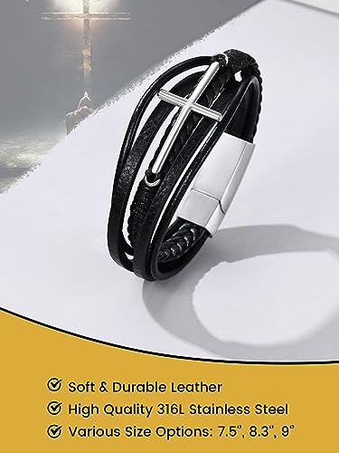 Heren leren armband, gepersonaliseerde heren armbanden, met gravure, gotische lederen band, zwart met schorpioen/cobra's/krullen/cross, 19 cm/21 cm/23 cm Lang, voor vader, vriend, mannen 4