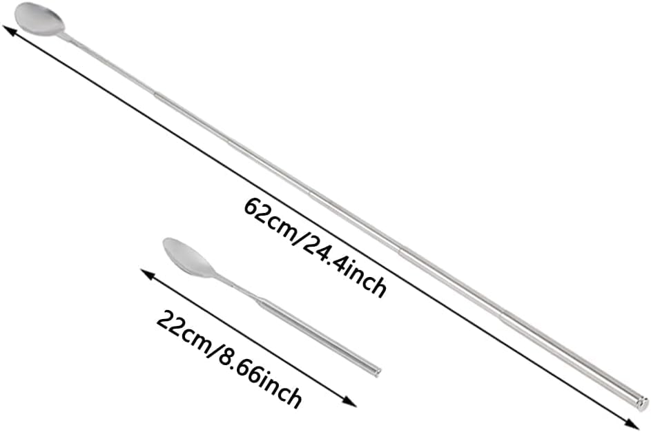 Telescopische Lepel, Uitschuifbare Lepel, 62 cm Roestvrij staal Telescopische Lepel, Uitschuifbaar voor Grill Tafelgerei 22 cm