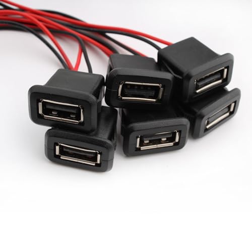 Verpakking van 6 USB-A socket 2-draads flush-mounted type A socket, USB-A stopcontact voor paneelmontage 3A snellader type A socket met klik groef gesp