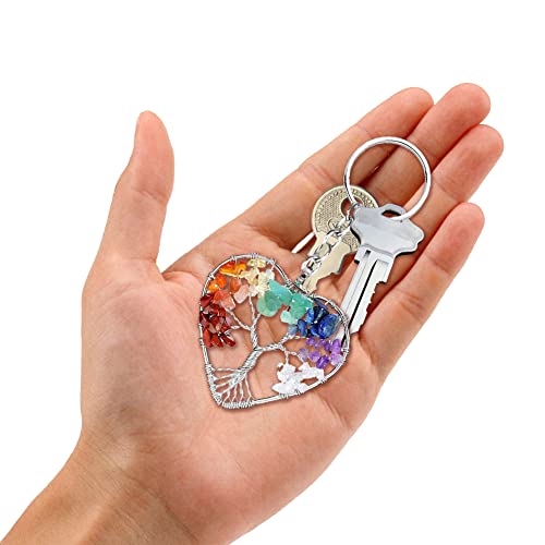 7 Chakra Healing Crystal Tree of Life Keychain - Gemstone Lucky Charm met kaart voor paar, minnaar, moeder en vrienden 5