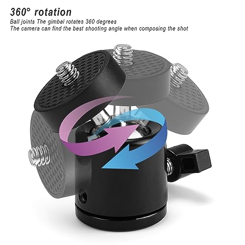 Metalen kogelkop Tripod, 360° draaibaar, Mini Portable Tripod Head, International 1/4 Interface, voor camera's, sportcamera's, mobiele telefoonhouder 3