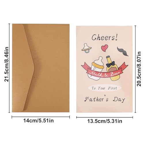 Eerste Vader's Dagkaart, Papieren Groetkaart voor Nieuwe Vader met Envelop Grappige Vaderdag Cadeaubonnen voor Zoon en Zoon in de Wet (Stijl 1)