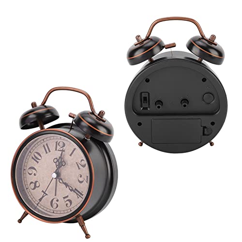 Wind Up Alarm klok zonder batterijen, Klok met Nacht Licht Dubbele Dubbele Bel voor thuisgebruik 4 Inch Retro Alarm Desktop (4cm zwart) 5