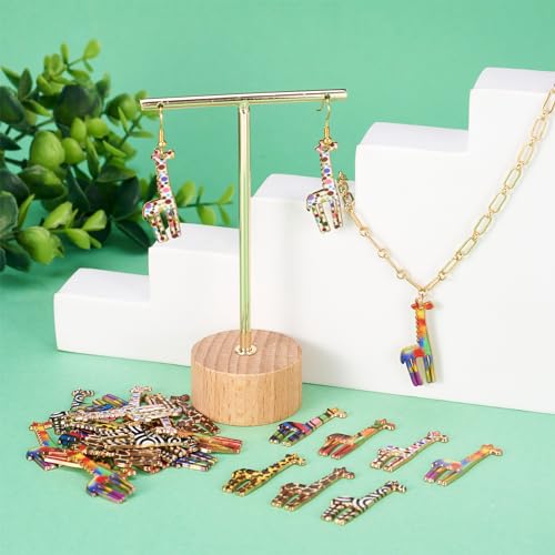 28 Stuks Giraffe Emaill Charms Diverse kleur Wild Animal Hangers Metaal Legering Dangle Charms Bulk Voor Ketting Vrouwen Dangle Oorbellen Armband Ambacht sieraden maken DIY Verfraaiing, metaal