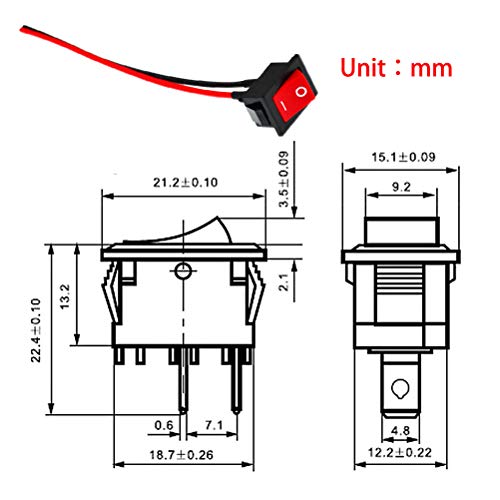 20Pcs Mini Rocker Switch, 2 Pole, 6A/250V, 10A/125V, Aan/uit Mini Boat Wired Switch voor auto, boot, huishoudelijke apparaten