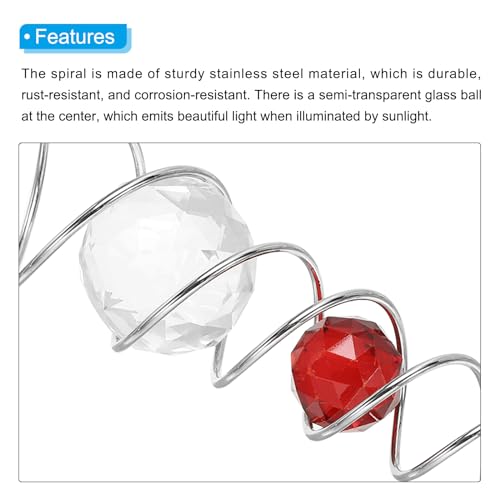 13 Inch Gazing Bal Spiraal staart, Roestvrij staal Wind Spinners Stabilizer met 2 glazen ballen Prism en Hangende Swivel Hook voor Binnen Tuin Decoratie, Rood 4