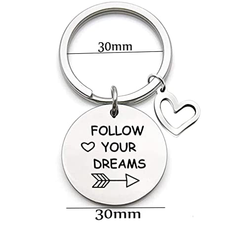 Inspirational Keychain Volg je dromen Keychain voor dochter, zus, vriendin, familie, verjaardag cadeau meisje 13e 14e 15e 15e 16e 17e 18e verjaardag, Kerstmis, Nieuwjaar, Graduation Gift