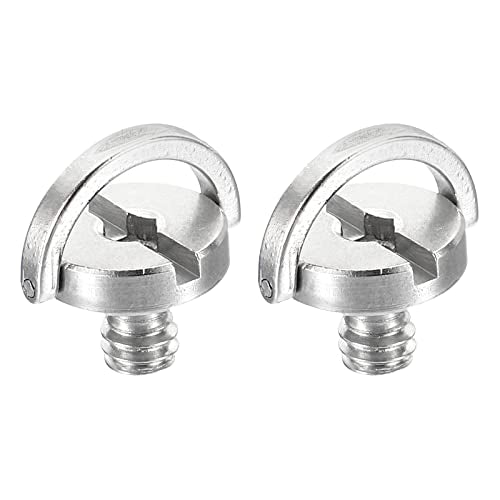 1/4-20 Thread 12mm Lengte D-Ring Roestvrij stalen camera Montage Schroeven, 2 Pack D As Quick Release Plate Schroef voor Camera Tripod/Monopod, Zilver