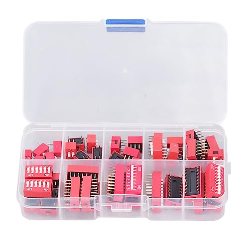 45 Piece DIP Switch Assortiment Set, Aan/uit Rocker Switch, 2,54 mm, Range 1, 2, 3, 4, 5, 6, 7, 8, 9 P voor Circuit Boards, Circuit Boards