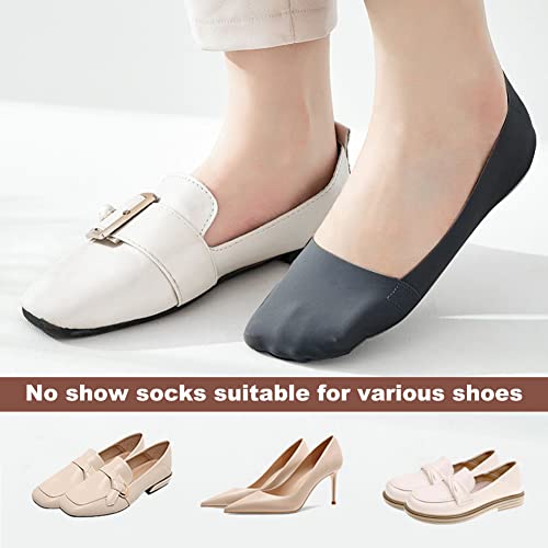 Onzichtbare Sokken voor Vrouwen 4 Pairs, Grootte Grootte 2-5 Geen Toon Sokken Vrouwen Non-Slip Ice Silk Cozy Sokken voor Loafers Hoge hakken, Naakt en Zwart, 2 Kort, Naakt en zwart 5