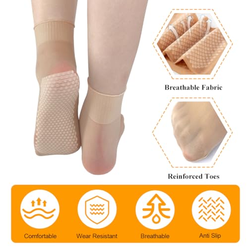 Enkelsokken voor vrouwen met een Sokkenwaszak, 6 paar Nylonsokken voor vrouwen, Non-Slipsokken voor vrouwen, Maat 4-7 - Naakt, Beige, 37-40 EU, beige 5