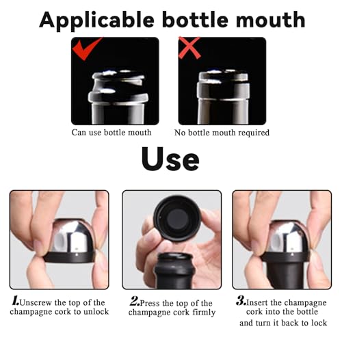 2 stuks wijn flessendop, Vacuüm wijnfles dop, Champagne Stoppers Vacuüm, met luchtdichte sluiting voor het bewaren en bewaren van verse rode wijn 4