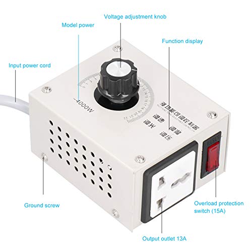 4000W SCR Voltage Regulator Dimmer AC Voltage Regulator High Power Electronic Thyristor Controller Voltage Stabilisator AC110/220V (EU-plug) 3
