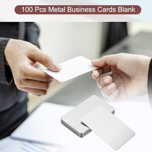 0.5mm Roestvrij stalen metalen Business Cards, 12 stuks Blanco naamkaart Laser Graveren voor DIY Cadeaukaarten, Zilver 5